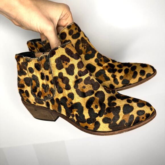 Joie Barlow Sz US 5 Calf Hair Leopard Print Low Heel Booties Size EU 36 - Picture 2 of 7